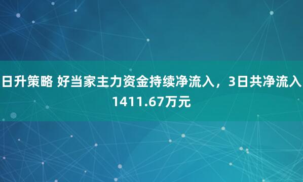 日升策略 好当家主力资金持续净流入，3日共净流入1411.67万元